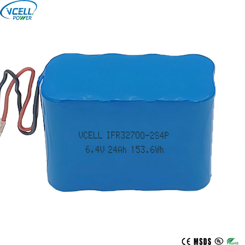 Pacco batteria ricaricabile LiFePO4 da 6,4 V 24 Ah